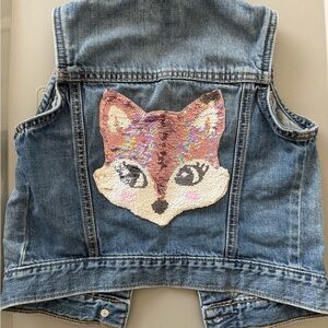 Kids Gap Denim Vest with Sequin Fox Patch